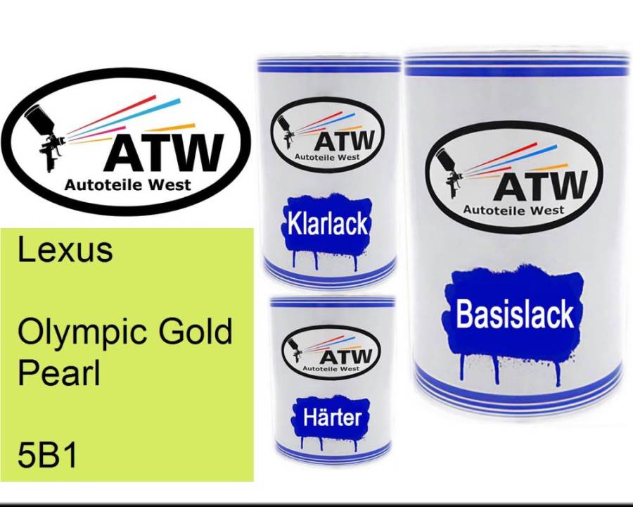 Lexus, Olympic Gold Pearl, 5B1: 500ml Lackdose + 500ml Klarlack + 250ml Härter - Set, von ATW Autoteile West.
